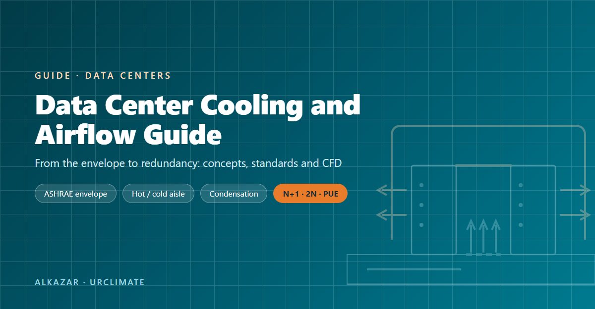 Data center cooling and airflow management guide cover image: hot and cold aisle schematic